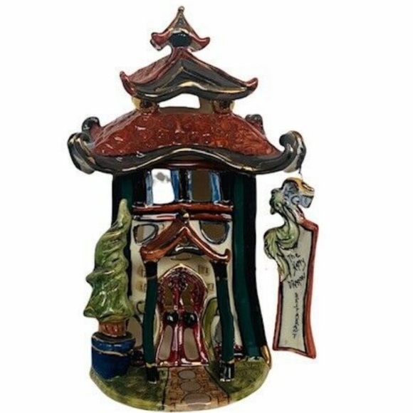 Blue Sky Pottery sculpture cottage Asian Restaurant figurine rare - Picture 3 of 7